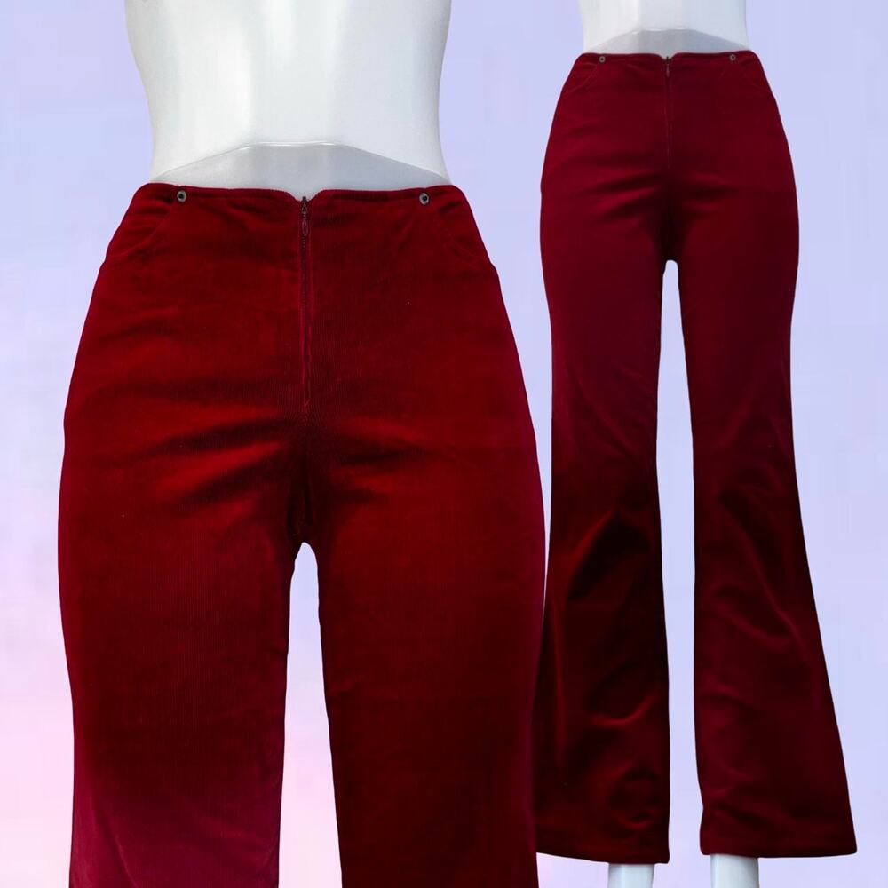 Vintage 90s y2k cotton red corduroy velvet flares